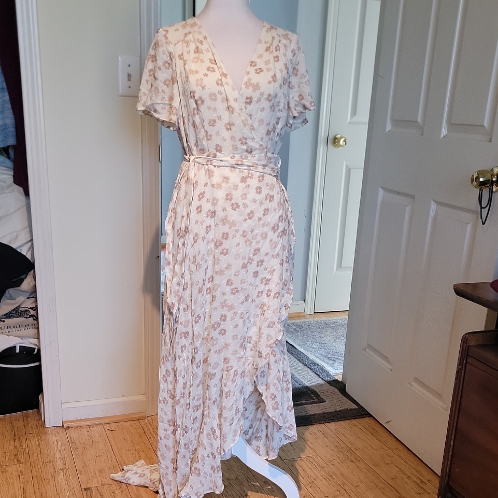 Altar'd State Cream Floral High Low Dress
